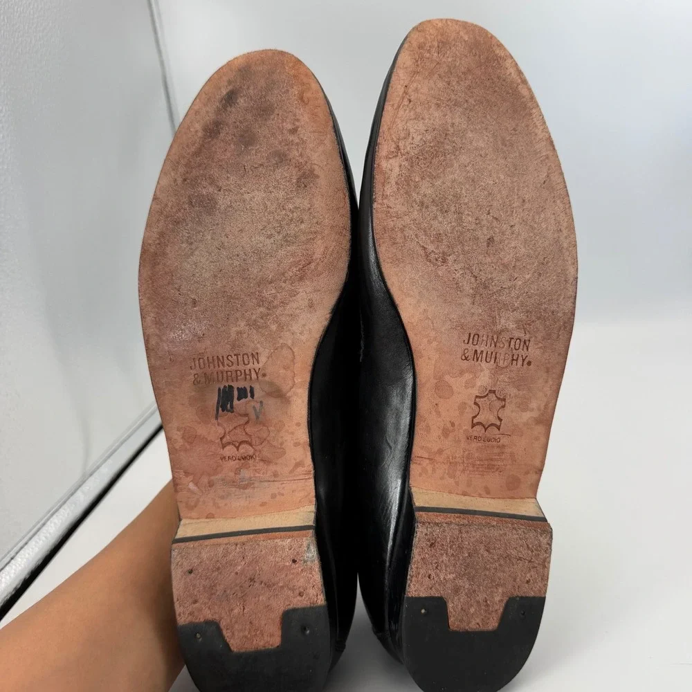 Johnston & Murphy Mens Black Leather Kiltie Tassel Loafers Dress Shoes 9.5 N